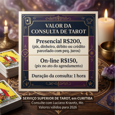 Quanto custa uma consulta de Tarot em Curitiba.