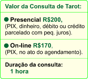 Valor da consulta de Tarot em Curitiba. Valor da consulta de Tarot presencial e online em Curitiba.
